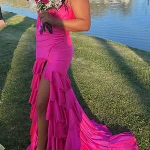 Sherri Hill Fuchsia Layered Prom Gown